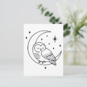 Carte Postale Chouette couchée sur l'art de la ligne de lune du  (Debout devant)