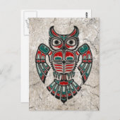 Carte Postale Chouette crackée de l'esprit haïda rouge et noire (Devant / Derrière)
