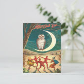 Carte Postale Chouette Croissant Lune Sorcière Démon Créature (Debout devant)