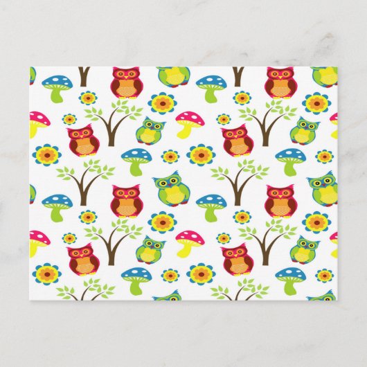 Carte Postale Chouette Cute Sur L'Arbre (Devant)