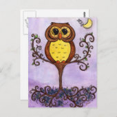 Carte Postale Chouette dans l'arbre (Devant / Derrière)