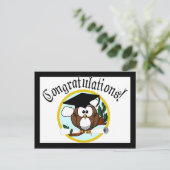 Carte Postale Chouette de graduation en dessin mignonne avec Cas (Debout devant)