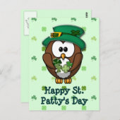 Carte Postale Chouette de la Saint Patrick (Devant / Derrière)