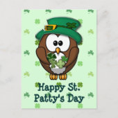 Carte Postale Chouette de la Saint Patrick (Devant)