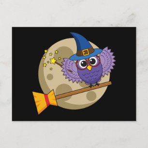 Carte Postale Chouette de l'Assistant de dessin animé volant sur