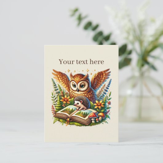 Carte Postale Chouette de lecture personnalisable (Debout devant)