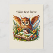 Carte Postale Chouette de lecture personnalisable (Devant)