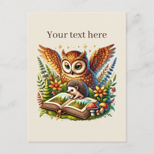 Carte Postale Chouette de lecture personnalisable (Devant)