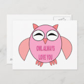 Carte postale Chouette de message d'amour (Devant / Derrière)