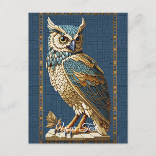 Carte Postale Chouette de mosaïque ancienne.
