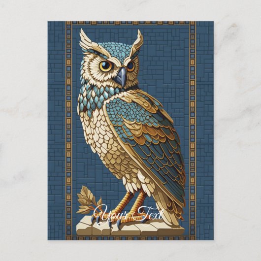 Carte Postale Chouette de mosaïque ancienne. (Devant)