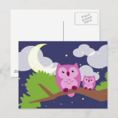 Carte Postale Chouette de nuit colorée (Devant / Derrière)
