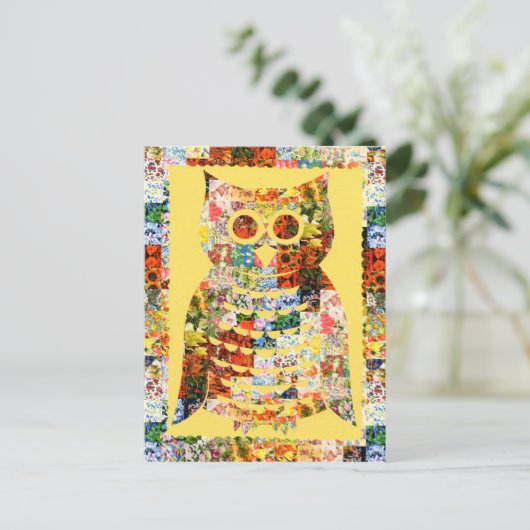 Carte postale chouette de printemps (Debout devant)