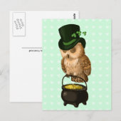 Carte Postale Chouette de Saint Patrick Leprechaun gardien (Devant / Derrière)