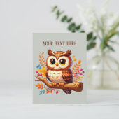 Carte Postale Chouette de saison d'automne ajouter du texte (Debout devant)