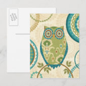 Carte Postale Chouette décorative aux motifs circulaires (Devant / Derrière)