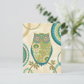 Carte Postale Chouette décorative aux motifs circulaires (Debout devant)
