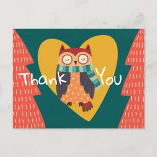 Carte Postale Chouette des animaux d'hiver de la Forêt boisée