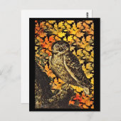 Carte Postale Chouette d'Halloween Feuillage d'automne (Devant / Derrière)
