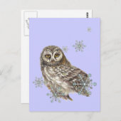 Carte Postale Chouette d'hiver, Aquarelle (Devant / Derrière)