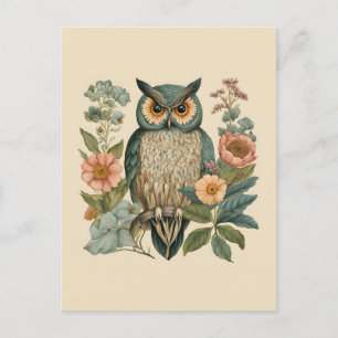 Carte Postale Chouette du Cottagecore