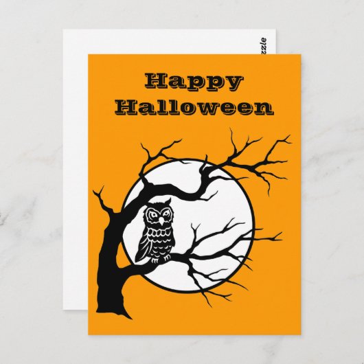 Carte Postale Chouette éffrayante dans l'arbre (Devant / Derrière)