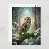 Carte Postale Chouette en forêt (Devant / Derrière)