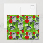Carte Postale Chouette en roses rouges (Devant / Derrière)