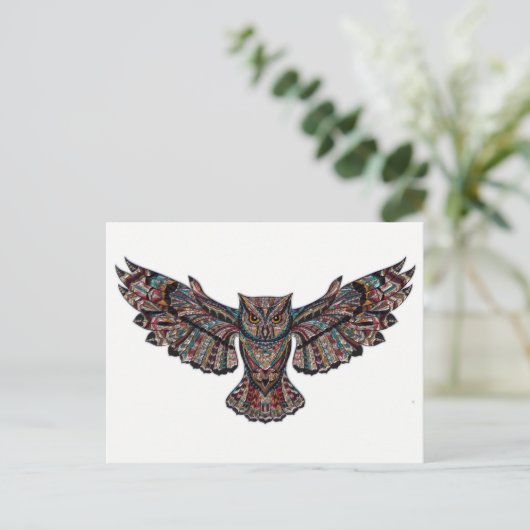 Carte Postale Chouette en vol - Design en verre tendu (Debout devant)
