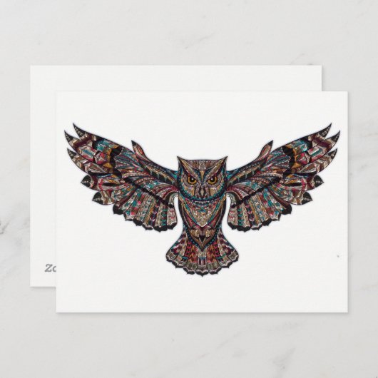 Carte Postale Chouette en vol - Design en verre tendu (Devant / Derrière)