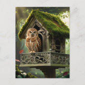 Carte Postale Chouette et maison (Devant)