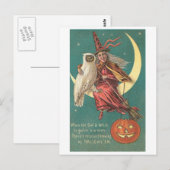 Carte Postale Chouette et sorcière (Devant / Derrière)