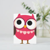 Carte Postale Chouette fille mignonne avec collier de coeur (Debout devant)