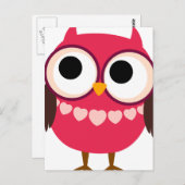 Carte Postale Chouette fille mignonne avec collier de coeur (Devant / Derrière)