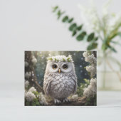 Carte Postale Chouette florale blanche (Debout devant)
