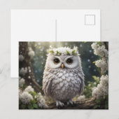Carte Postale Chouette florale blanche (Devant / Derrière)