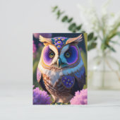 Carte Postale Chouette florale, poste (Debout devant)