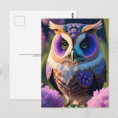 Carte Postale Chouette florale, poste (Devant / Derrière)