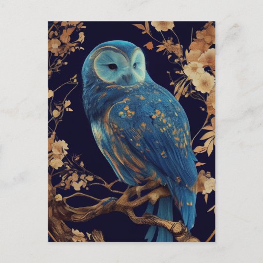 Carte postale Chouette Imaginaire bleue (Devant)