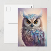 Carte Postale Chouette Imaginaire Dreamy Couleurs pastel doux (Devant / Derrière)