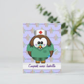 Carte Postale chouette infirmière (Debout devant)