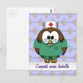 Carte Postale chouette infirmière (Devant / Derrière)