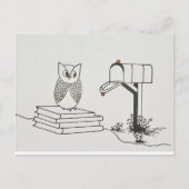 Carte Postale Chouette intelligente attend sur une pile de livre (Devant)