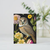 Carte Postale Chouette Jaune Merci d'artisanat floral (Debout devant)