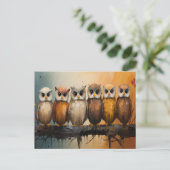 Carte Postale Chouette lunaire sur la branche (Debout devant)