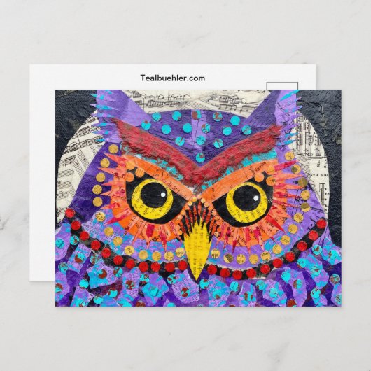 Carte Postale Chouette lune (Devant / Derrière)