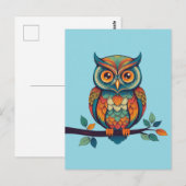 Carte Postale Chouette Mandala (Devant / Derrière)