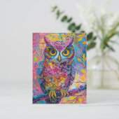 Carte Postale Chouette mignonne Colorful Oiseau Abstrait Animal  (Debout devant)