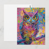 Carte Postale Chouette mignonne Colorful Oiseau Abstrait Animal  (Devant / Derrière)