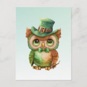 Carte Postale Chouette mignonne dans un chapeau vert (Devant)